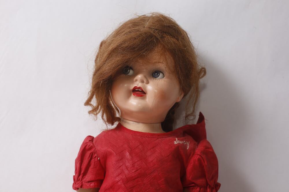 1950s Ideal Doll Saucy Walker Doll 22" Redhead in Red Dress ~ 260902-WH 1132